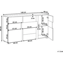 BELIANI Commode Noire / Effet Bois Clair 4 Tiroirs - Noir -Buffet et enfilade Soldes 29810123 3