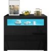 KEEPBUYING DRIPEX Buffet Bas LED Contemporain Noir Laque Brillant - L 100 Cm X 40 Cm X 92 Cm - 2 Portes