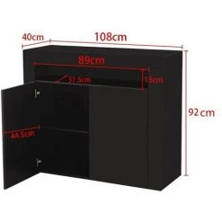 KEEPBUYING DRIPEX Buffet Bas LED Contemporain Noir Laque Brillant - L 100 Cm X 40 Cm X 92 Cm - 2 Portes -Buffet et enfilade Soldes 29980679 5