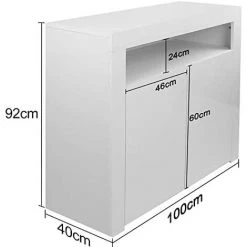 KEEPBUYING NOUVEAU Buffet Bas Blanc Laque Brillant Placard Blanc Avec Deux Porte - H92CM -Buffet et enfilade Soldes 29980687 4