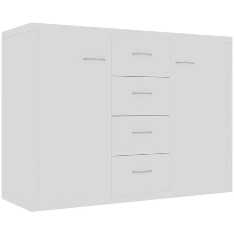 TRUE DEAL Buffet Blanc 88x30x65 Cm Aggloméré 2 TRUE DEAL Buffet Blanc 88x30x65 Cm Aggloméré – Image 2