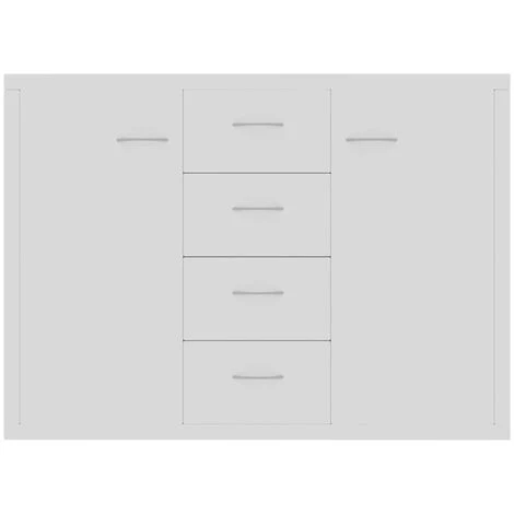 TRUE DEAL Buffet Blanc 88x30x65 Cm Aggloméré 4 TRUE DEAL Buffet Blanc 88x30x65 Cm Aggloméré – Image 4