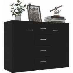 TRUE DEAL Buffet Noir 88x30x65 Cm Aggloméré -Buffet et enfilade Soldes 30019398 3