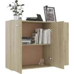 TRUE DEAL Buffet Chêne Sonoma 105x30x75 Cm Aggloméré -Buffet et enfilade Soldes 30019428 4