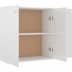 TRUE DEAL Buffet Blanc Brillant 105x30x75 Cm Aggloméré -Buffet et enfilade Soldes 30019441 4