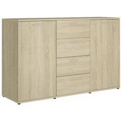 TRUE DEAL Buffet Chêne Sonoma 120x35,5x75 Cm Aggloméré -Buffet et enfilade Soldes 30020349 2