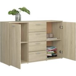TRUE DEAL Buffet Chêne Sonoma 120x35,5x75 Cm Aggloméré -Buffet et enfilade Soldes 30020349 5