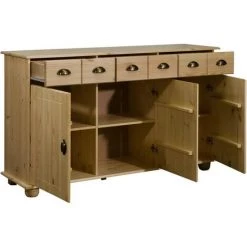 Buffet 134x39x79,5 Cm Bois De Pin Massif VidaXL -Buffet et enfilade Soldes 30029629 3