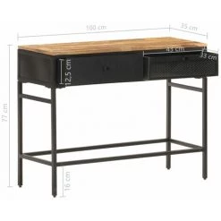 ASUPERMALL Buffet 100x35x77 Cm Bois De Manguier Massif Brut -Buffet et enfilade Soldes 30048893 4