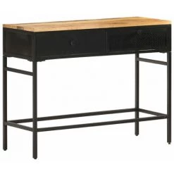 ASUPERMALL Buffet 100x35x77 Cm Bois De Manguier Massif Brut -Buffet et enfilade Soldes 30048893 5