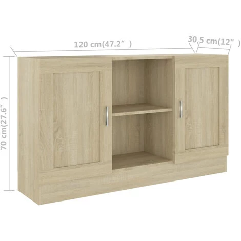 ASUPERMALL Buffet Chene Sonoma 120x30,5x70 Cm Agglomere 2 ASUPERMALL Buffet Chene Sonoma 120x30,5x70 Cm Agglomere – Image 2