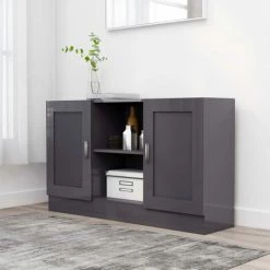 ASUPERMALL Buffet Gris Brillant 120x30,5x70 Cm Agglomere