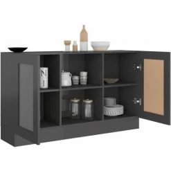 ASUPERMALL Buffet Gris Brillant 120x30,5x70 Cm Agglomere -Buffet et enfilade Soldes 30049530 4