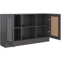 ASUPERMALL Buffet Gris Brillant 120x30,5x70 Cm Agglomere -Buffet et enfilade Soldes 30049530 5