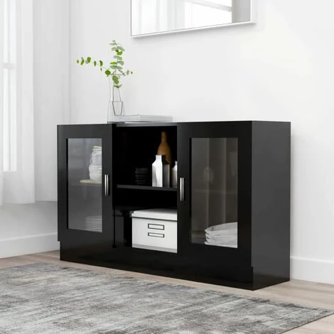 ASUPERMALL Armoire A Vitrine Noir 120x30,5x70 Cm Agglomere 1 ASUPERMALL Armoire A Vitrine Noir 120x30,5x70 Cm Agglomere