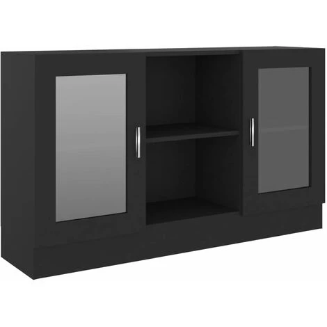 ASUPERMALL Armoire A Vitrine Noir 120x30,5x70 Cm Agglomere 2 ASUPERMALL Armoire A Vitrine Noir 120x30,5x70 Cm Agglomere – Image 2