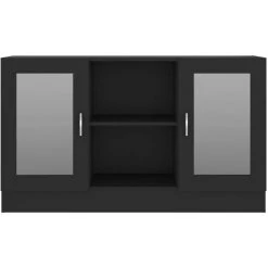 ASUPERMALL Armoire A Vitrine Noir 120x30,5x70 Cm Agglomere 8 ASUPERMALL Armoire A Vitrine Noir 120x30,5x70 Cm Agglomere -Buffet et enfilade Soldes 30049533 4