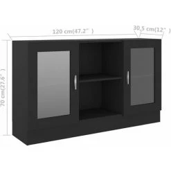 ASUPERMALL Armoire A Vitrine Noir 120x30,5x70 Cm Agglomere 9 ASUPERMALL Armoire A Vitrine Noir 120x30,5x70 Cm Agglomere -Buffet et enfilade Soldes 30049533 5