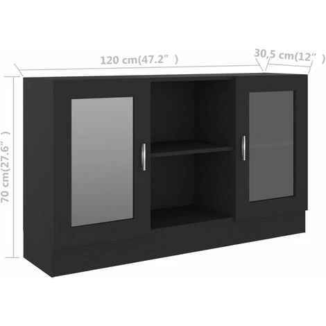 ASUPERMALL Armoire A Vitrine Noir 120x30,5x70 Cm Agglomere 5 ASUPERMALL Armoire A Vitrine Noir 120x30,5x70 Cm Agglomere – Image 5