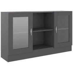 ASUPERMALL Armoire A Vitrine Gris 120x30,5x70 Cm Agglomere -Buffet et enfilade Soldes 30049536 3