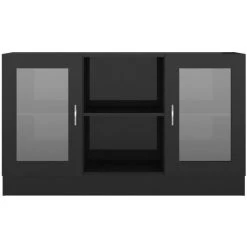 ASUPERMALL Armoire A Vitrine Noir Brillant 120x30,5x70 Cm Agglomere -Buffet et enfilade Soldes 30049554 4