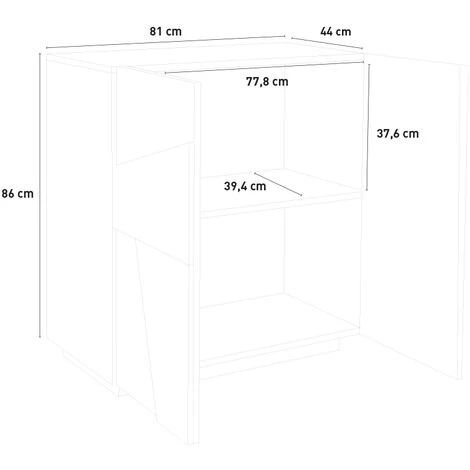 AHD AMAZING HOME DESIGN Buffet Moderne Desin 2 Portes 2 étagères Design Moderne Ping Side S Concrete 5 AHD AMAZING HOME DESIGN Buffet Moderne Desin 2 Portes 2 étagères Design Moderne Ping Side S Concrete – Image 5