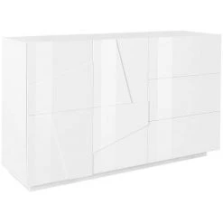 AHD AMAZING HOME DESIGN Buffet Commode 2 Portes 3 Tiroirs Coulissants Moderne Blanc Ping Side M 7 AHD AMAZING HOME DESIGN Buffet Commode 2 Portes 3 Tiroirs Coulissants Moderne Blanc Ping Side M -Buffet et enfilade Soldes 30100969 3