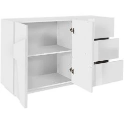 AHD AMAZING HOME DESIGN Buffet Commode 2 Portes 3 Tiroirs Coulissants Moderne Blanc Ping Side M 8 AHD AMAZING HOME DESIGN Buffet Commode 2 Portes 3 Tiroirs Coulissants Moderne Blanc Ping Side M -Buffet et enfilade Soldes 30100969 4