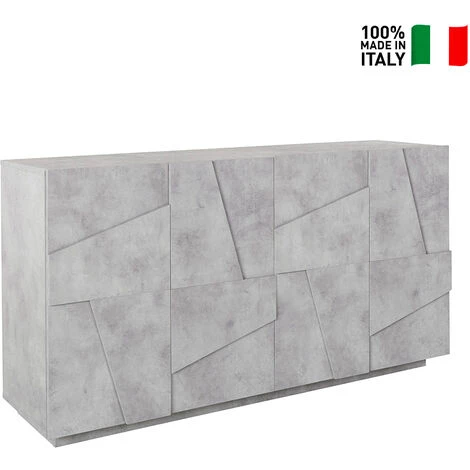 AHD AMAZING HOME DESIGN Buffet De Salon 4 Portes 2 Compartiments Avec étagères Modernes Ping Side L Concrete 2 AHD AMAZING HOME DESIGN Buffet De Salon 4 Portes 2 Compartiments Avec étagères Modernes Ping Side L Concrete – Image 2