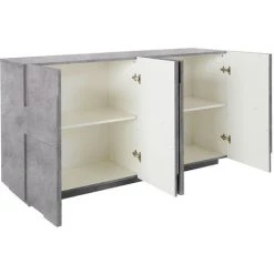 AHD AMAZING HOME DESIGN Buffet De Salon 4 Portes 2 Compartiments Avec étagères Modernes Ping Side L Concrete 8 AHD AMAZING HOME DESIGN Buffet De Salon 4 Portes 2 Compartiments Avec étagères Modernes Ping Side L Concrete -Buffet et enfilade Soldes 30100989 4