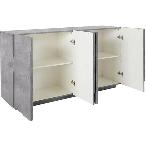 AHD AMAZING HOME DESIGN Buffet De Salon 4 Portes 2 Compartiments Avec étagères Modernes Ping Side L Concrete 4 AHD AMAZING HOME DESIGN Buffet De Salon 4 Portes 2 Compartiments Avec étagères Modernes Ping Side L Concrete – Image 4