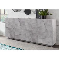 AHD AMAZING HOME DESIGN Buffet De Salon 4 Portes 2 Compartiments Avec étagères Modernes Ping Side L Concrete 9 AHD AMAZING HOME DESIGN Buffet De Salon 4 Portes 2 Compartiments Avec étagères Modernes Ping Side L Concrete -Buffet et enfilade Soldes 30100989 5