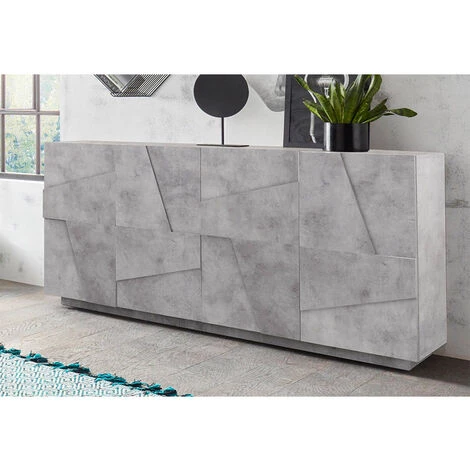 AHD AMAZING HOME DESIGN Buffet De Salon 4 Portes 2 Compartiments Avec étagères Modernes Ping Side L Concrete 5 AHD AMAZING HOME DESIGN Buffet De Salon 4 Portes 2 Compartiments Avec étagères Modernes Ping Side L Concrete – Image 5