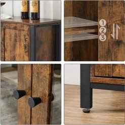 VASAGLE Meuble De Rangement, Buffet, Avec Placard 3 Portes, Pour Salle à Manger, Salon, Cuisine, 110 X 33 X 75 Cm, Style Industriel, Marron Rustique Et Noir Par SONGMICS LSC096B01 - Marron Rustique Et Noir -Buffet et enfilade Soldes 30127497 3