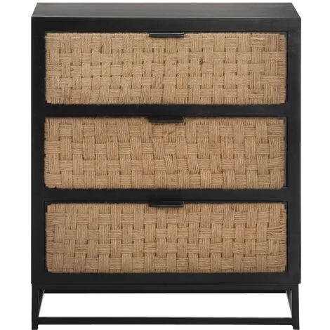 VidaXL Buffet 60x35x70 Cm Bois De Manguier Massif - Noir 2 VidaXL Buffet 60x35x70 Cm Bois De Manguier Massif - Noir – Image 2