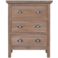 TRUE DEAL Buffet Avec 3 Tiroirs 60x30x75 Cm Bois De Teck Massif -Buffet et enfilade Soldes 30362030 2