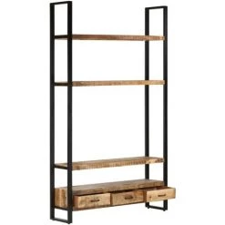 TRUE DEAL Buffet 118x30x200 Cm Bois De Manguier Solide Brut -Buffet et enfilade Soldes 30364398 2