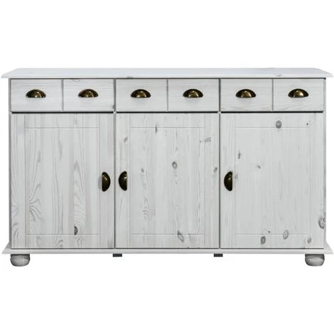 TRUE DEAL Buffet 134x39x79,5 Cm Bois De Pin Massif 2 TRUE DEAL Buffet 134x39x79,5 Cm Bois De Pin Massif – Image 2