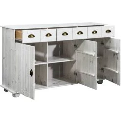 TRUE DEAL Buffet 134x39x79,5 Cm Bois De Pin Massif 7 TRUE DEAL Buffet 134x39x79,5 Cm Bois De Pin Massif -Buffet et enfilade Soldes 30365930 3