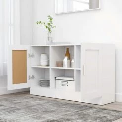TRUE DEAL Buffet Blanc 120x30,5x70 Cm Aggloméré -Buffet et enfilade Soldes 30366362 3