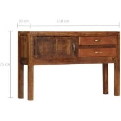 ASUPERMALL Buffet 118x30x75 Cm Bois De Manguier Massif -Buffet et enfilade Soldes 30380682 2