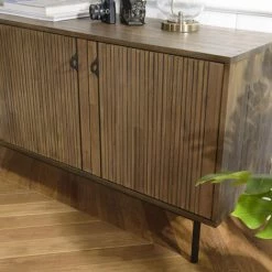 MACABANE ERNESTO - Buffet Marron 3 Portes Acacia Pieds Métal Noir - Marron -Buffet et enfilade Soldes 30467567 3