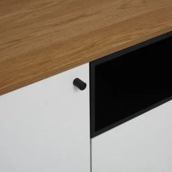 WILSA FAMILY Buffet 1 Placard Et 2 Tiroirs Blanc Et Naturel BERLIN - Blanc -Buffet et enfilade Soldes 30771390 5