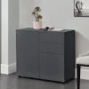 Commode Avec 2 Tiroirs 2 Portes Paarl 74 X 79 X 36 Cm Gris Foncé Mat [en.casa]
