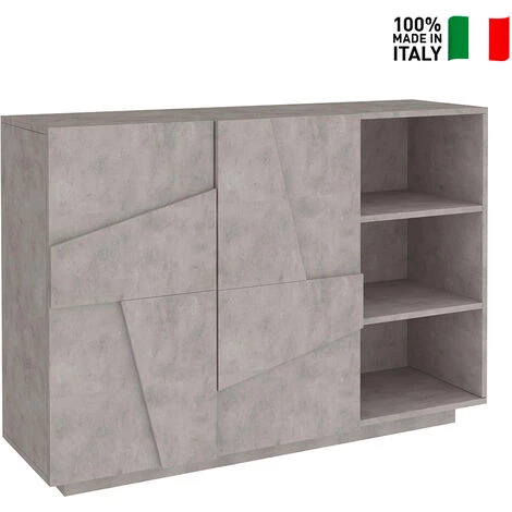 AHD AMAZING HOME DESIGN Buffet De Salon Entrée 2 Portes 3 Compartiments Ouverts Ping Komode Concrete 2 AHD AMAZING HOME DESIGN Buffet De Salon Entrée 2 Portes 3 Compartiments Ouverts Ping Komode Concrete – Image 2