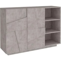 AHD AMAZING HOME DESIGN Buffet De Salon Entrée 2 Portes 3 Compartiments Ouverts Ping Komode Concrete 7 AHD AMAZING HOME DESIGN Buffet De Salon Entrée 2 Portes 3 Compartiments Ouverts Ping Komode Concrete -Buffet et enfilade Soldes 30857976 3