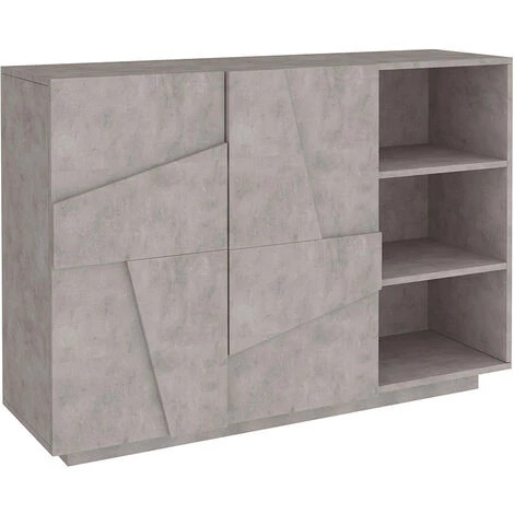 AHD AMAZING HOME DESIGN Buffet De Salon Entrée 2 Portes 3 Compartiments Ouverts Ping Komode Concrete 3 AHD AMAZING HOME DESIGN Buffet De Salon Entrée 2 Portes 3 Compartiments Ouverts Ping Komode Concrete – Image 3