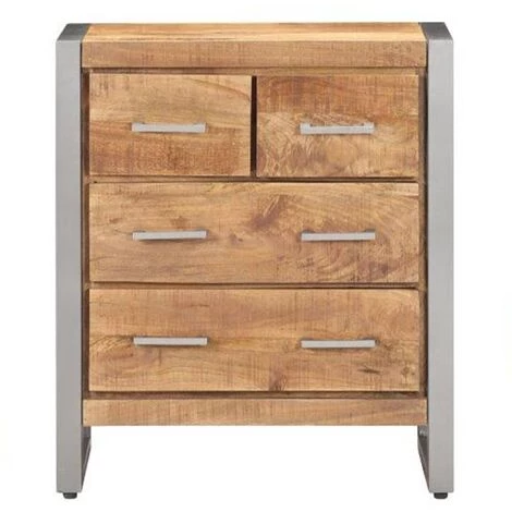 VidaXL Buffet 60x35x70 Cm Bois De Manguier Brut - Brun 2 VidaXL Buffet 60x35x70 Cm Bois De Manguier Brut - Brun – Image 2