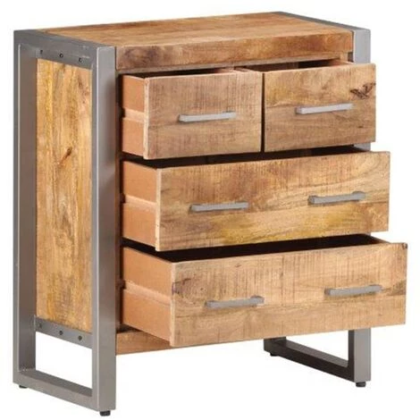 VidaXL Buffet 60x35x70 Cm Bois De Manguier Brut - Brun 3 VidaXL Buffet 60x35x70 Cm Bois De Manguier Brut - Brun – Image 3