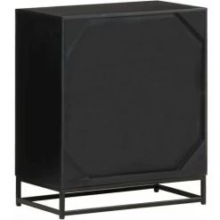 VidaXL Buffet 60x35x70 Cm Bois De Manguier Massif - Noir -Buffet et enfilade Soldes 30929031 4